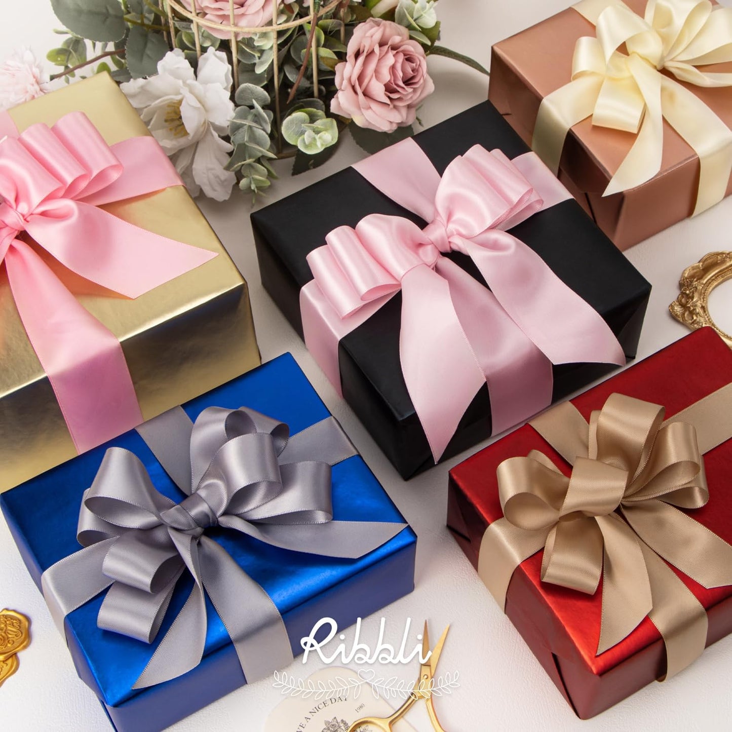 Ribbli Light Pink Double Faced Satin Ribbon,1-1/2” x Continuous 25 Yards,Use for Bows Bouquet,Gift Wrapping,Baby Shower,Floral Arrangement