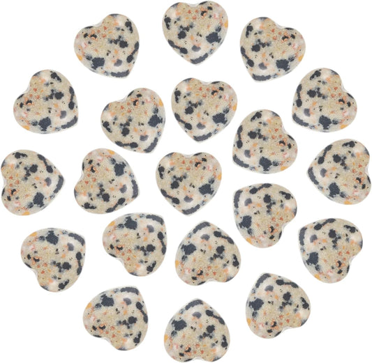 PATIKIL 20 Pcs Natural Heart Shaped Crystal Stone, 0.6 Inch Mini Polished Love Gemstone Crystal, Pocket Rock Engraved Worry Stones for Women Gifts Meditation, Spotted Black