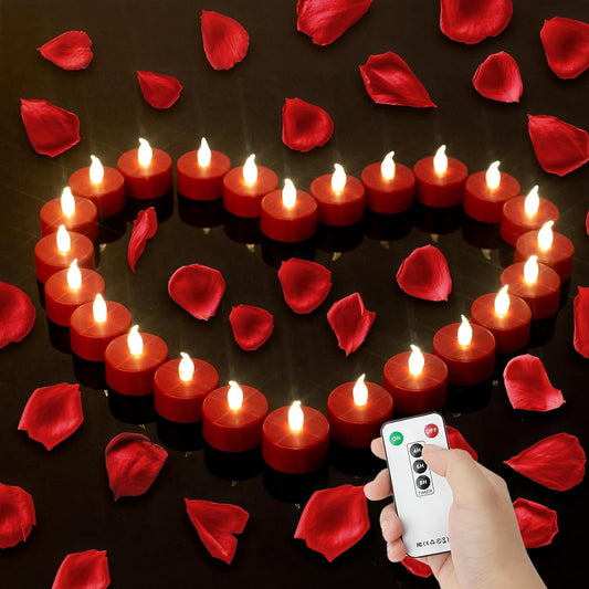 Tea Light Candles with Remote Control,Flickering Flameless LED Candle,Long Lasting 400+Hours,Battery Operated with Timer for Home Decoration Seasonal &Festival Celebration Red (5pcs)