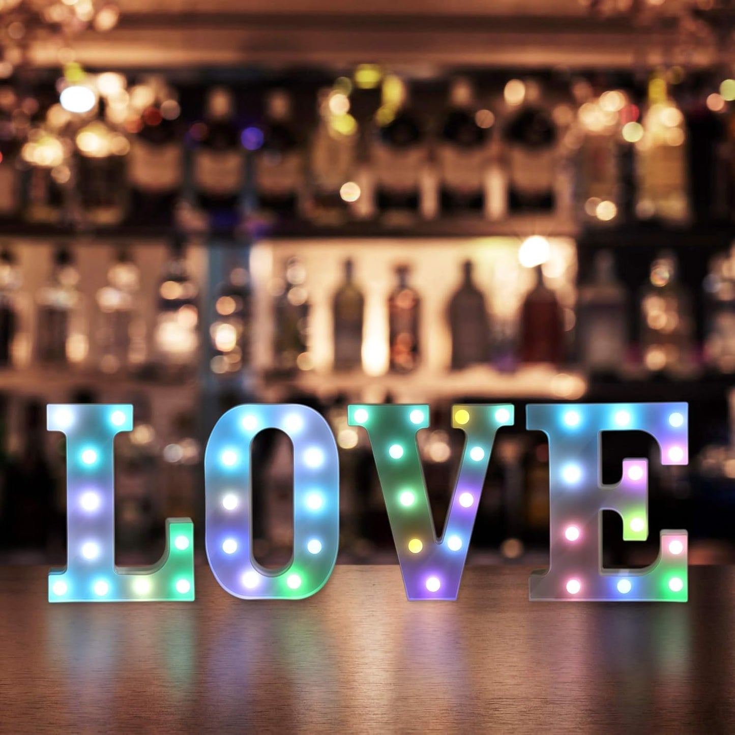 Foaky Colorful LED Letter Lights with Remote,Marquee Light Up Letters Sign for Night Light Wedding/Birthday Party Battery Powered Christmas Lamp Home Bar Decoration(P)
