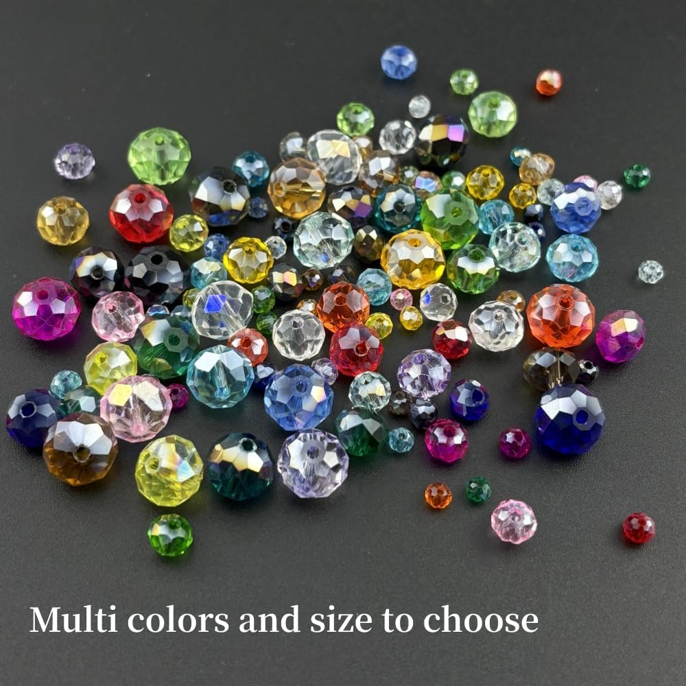 200pcs 6mm Crystal Glass Beads for Crafts Faceted Rondelle Glass Beads for Jewelry Making Crystal Spacer Beads for Necklaces Bracelets Earrings DIY Craft(Gold Yellow AB)