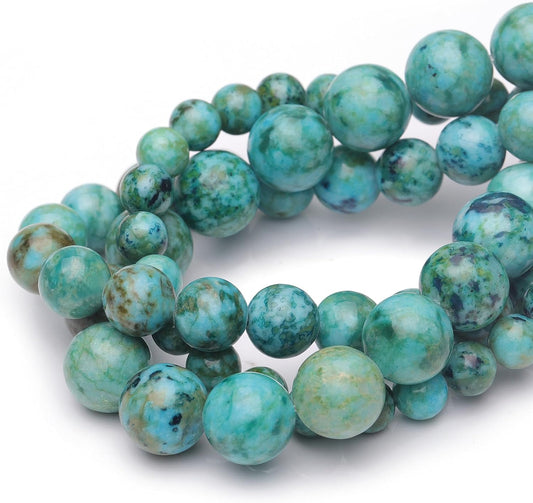 6mm Natural Stone Beads for Jewelry Making,Blue Imperial Turquoise Polished Smooth Round Gemstone Beads for Bracelet Necklace 15 Inch
