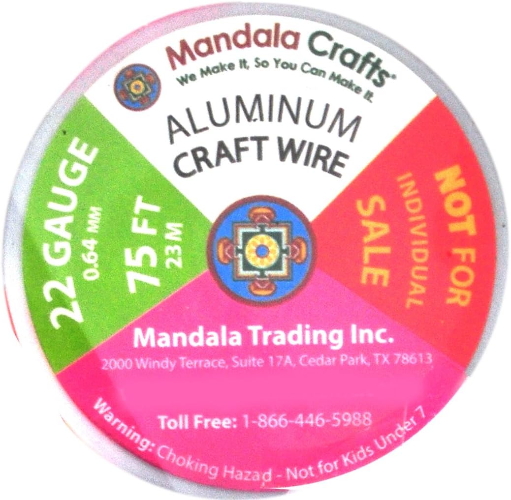 Mandala Crafts 22 Gauge Anodized Aluminum Craft Wire for Jewelry Making - 450 FT Colored Flexible Silver Combo Wire - Bendable for Bonsai Armature Crafting Sculpting