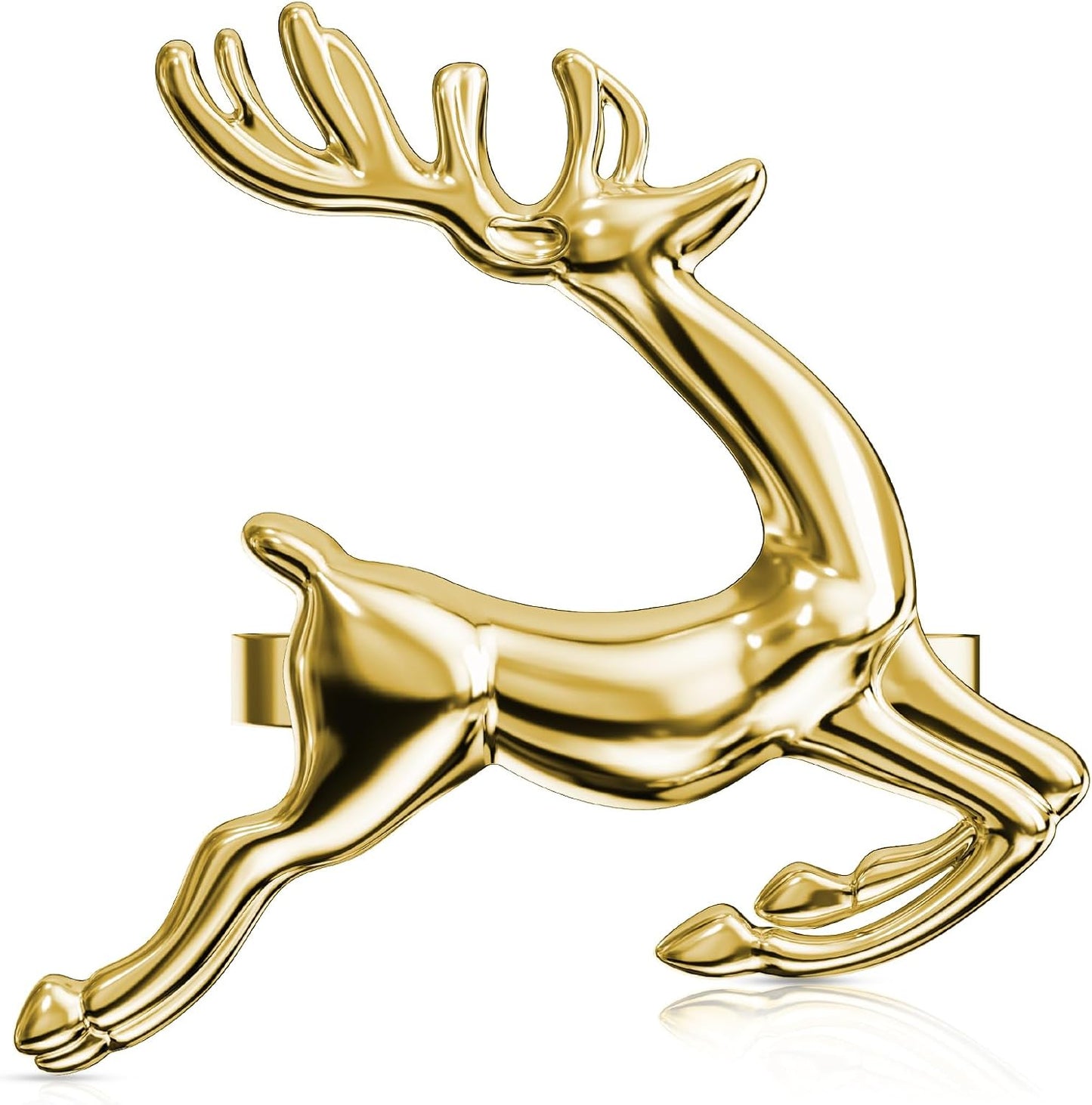 ZeeDix Gold Reindeer Christmas Napkin Rings Set of 12, Napkin Holder Ring for Christmas Dinner Table Decor Cloth Napkins, Wedding Receptions, Holiday Party, Banquet and Home Kitchen
