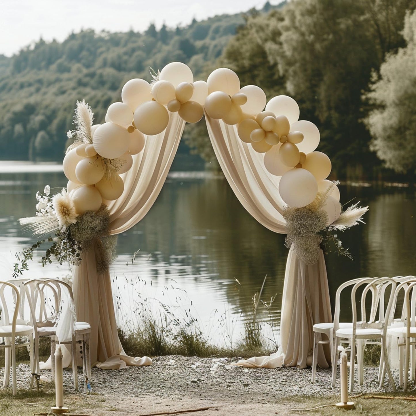 Wokceer Wedding Arch Draping Fabric Nude 28.7" x 20FT Sheer Drapes Backdrop for Ceremony, Birthday Party, Bridal Shower Decoration