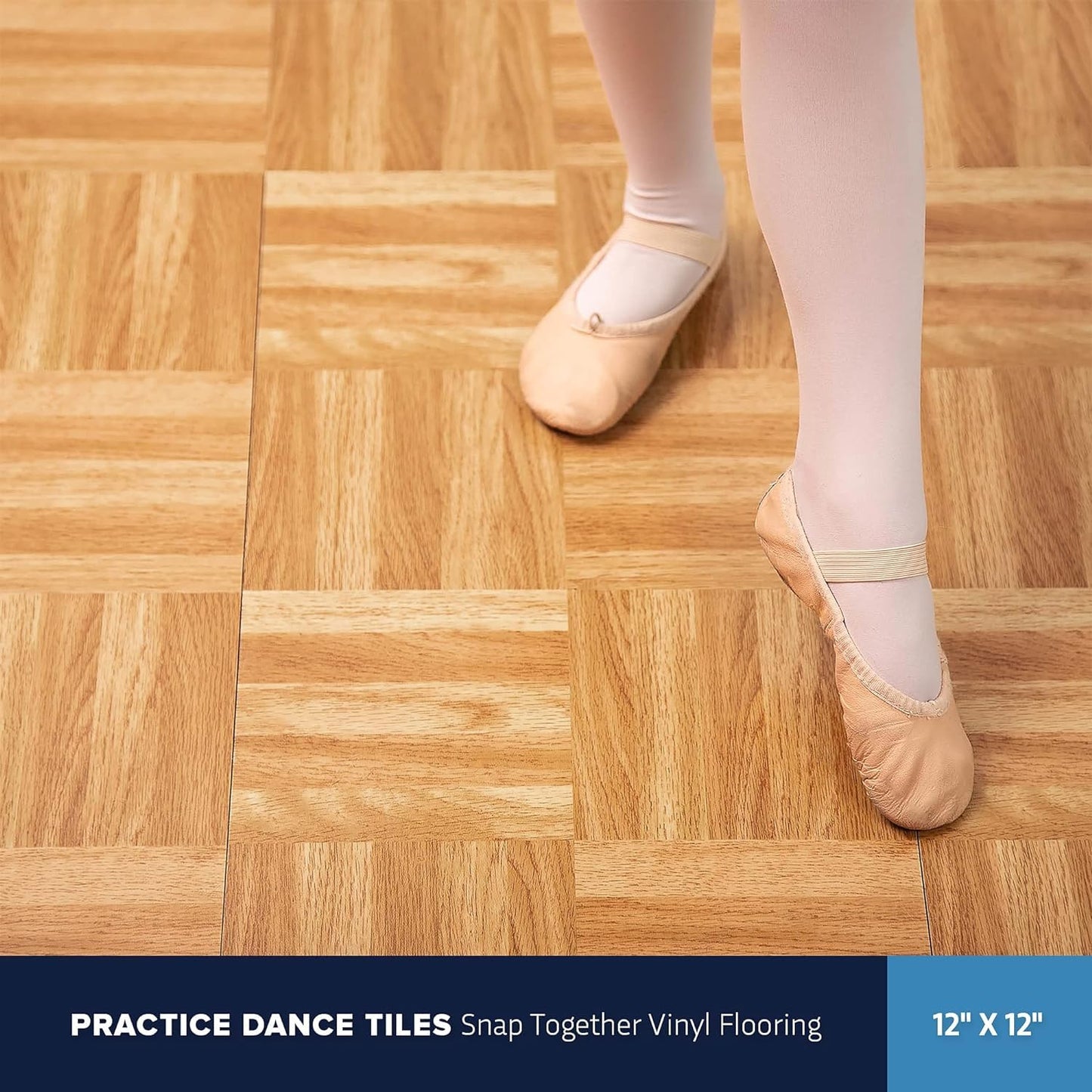 IncStores 3/8 Inch Thick Practice Dance Floor Tiles | Printed Plastic Dance Flooring for Practice and Performance of Countless Dance Styles (White, 28-12" x 12" Tiles)