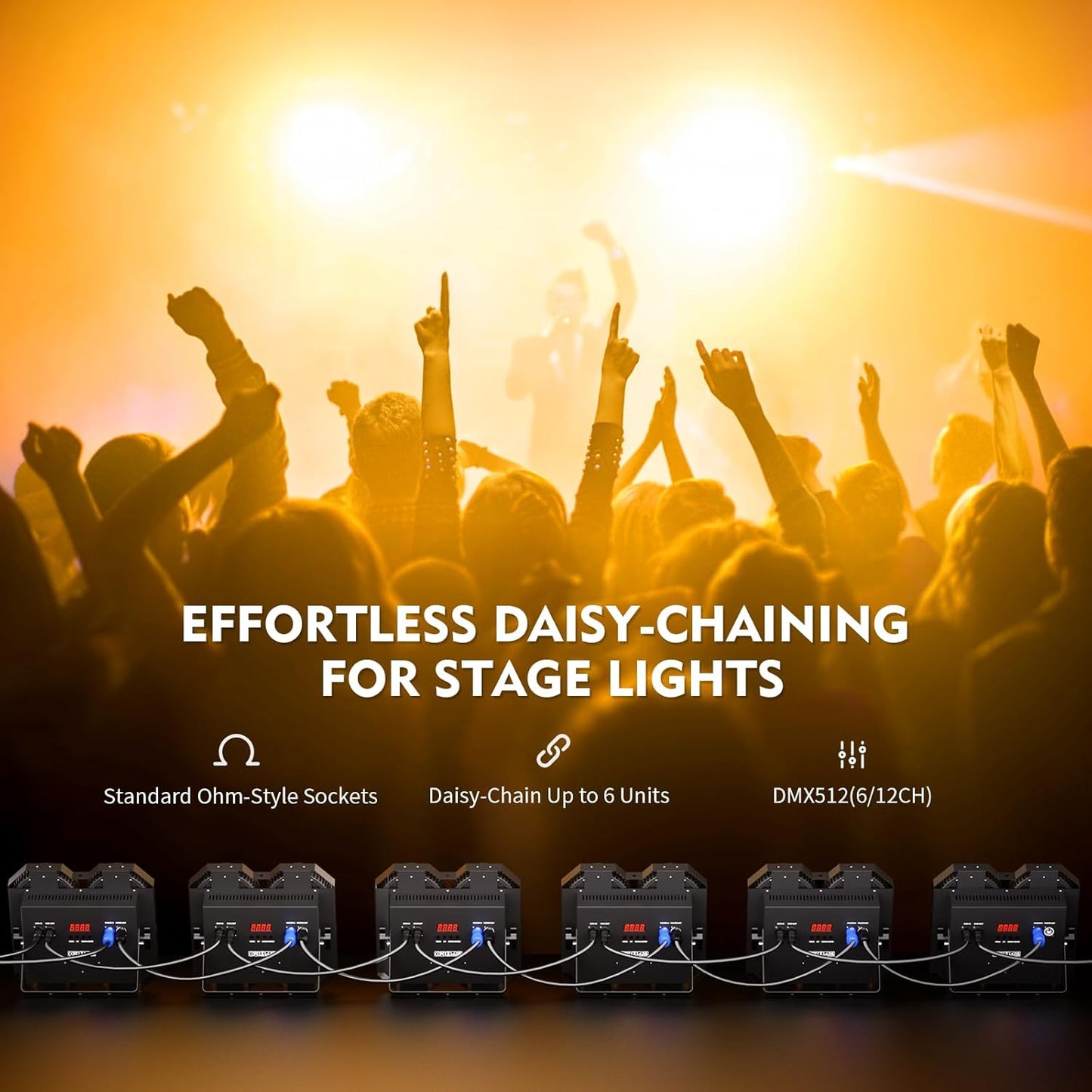 Stage Lights, 4X100W COB Spotlight LED Par Can Retro Lights, 2 in 1 Cool White & Warm White DMX512 Sound Activated Blinder Uplights for Events Parties Wedding Church Concert Studio Show Dance - 4Packs