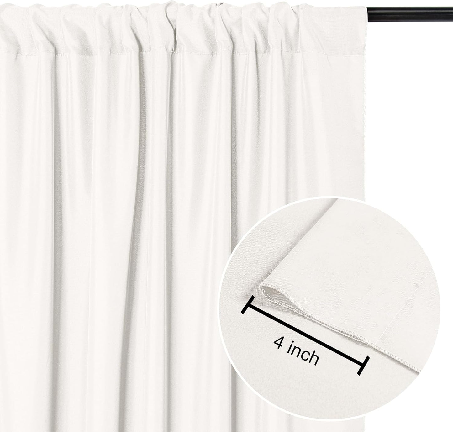 DWCN 10x8 FT Ivory Backdrop Curtains for Parties, Photography Backdrop Drapes with Rod Pockets for Wedding Decorations Stage Birthday Family Gatherings, 2 Panels 5ft x 8ft