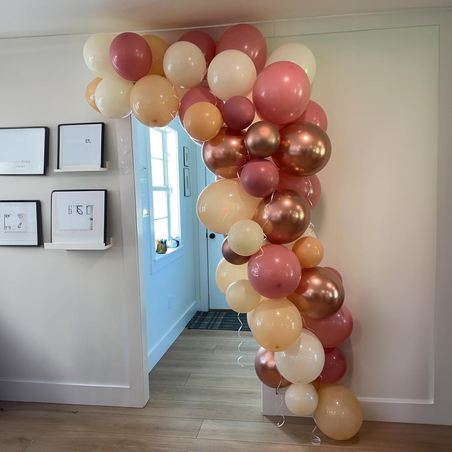 Togvu Retro Blush Pink Balloons, 60 Packs 12 Inch Dusty Pink Metallic Chrome Rose Gold White Sand Nude Balloons for Bridal Baby Shower Girls Boho Birthday Wedding Decorations Supplies Pink D-001