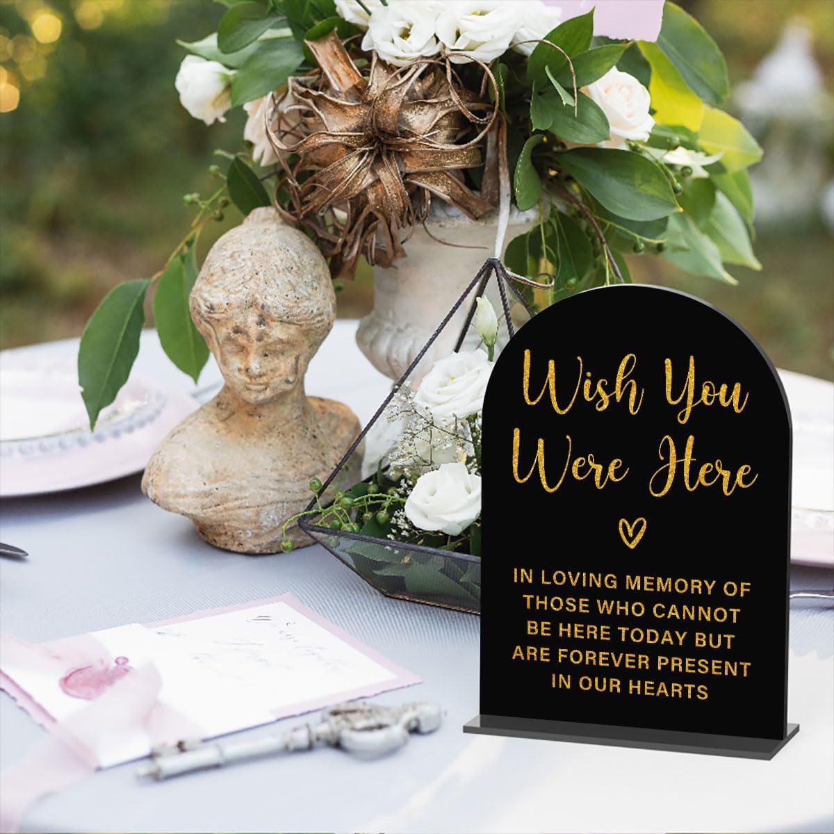 Acrylic Wedding Sign, Bridal Shower Decorations, Wish You Were Here Sign for Ceremony, Modern Font Table Signs, Acrylic Table Top Signs for Wedding Reception and Event Party (Black Gold)