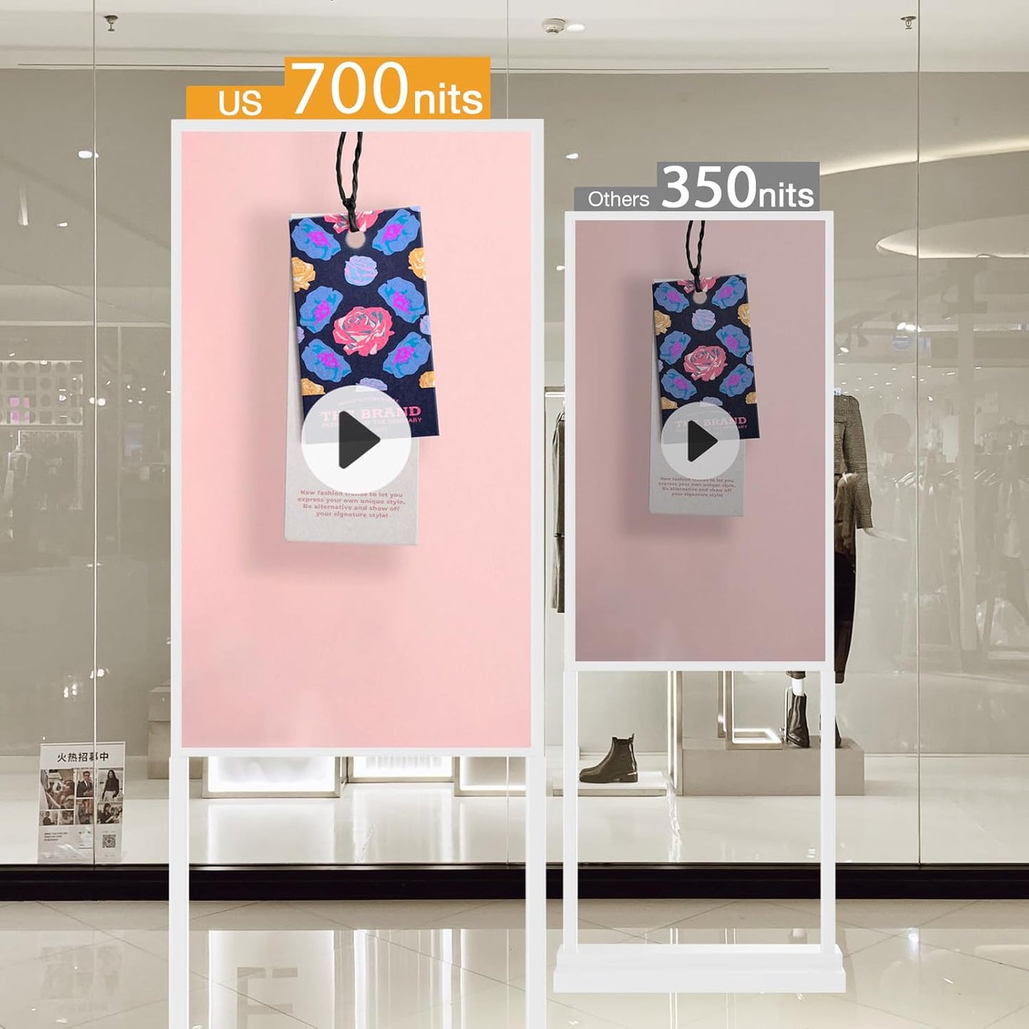 43 Inch Digital Signage Display Kiosk, Indoor Floor Standing Advertising Display Poster, LCD Commercial Display with Auto Media Player, Android System, USB/WiFi