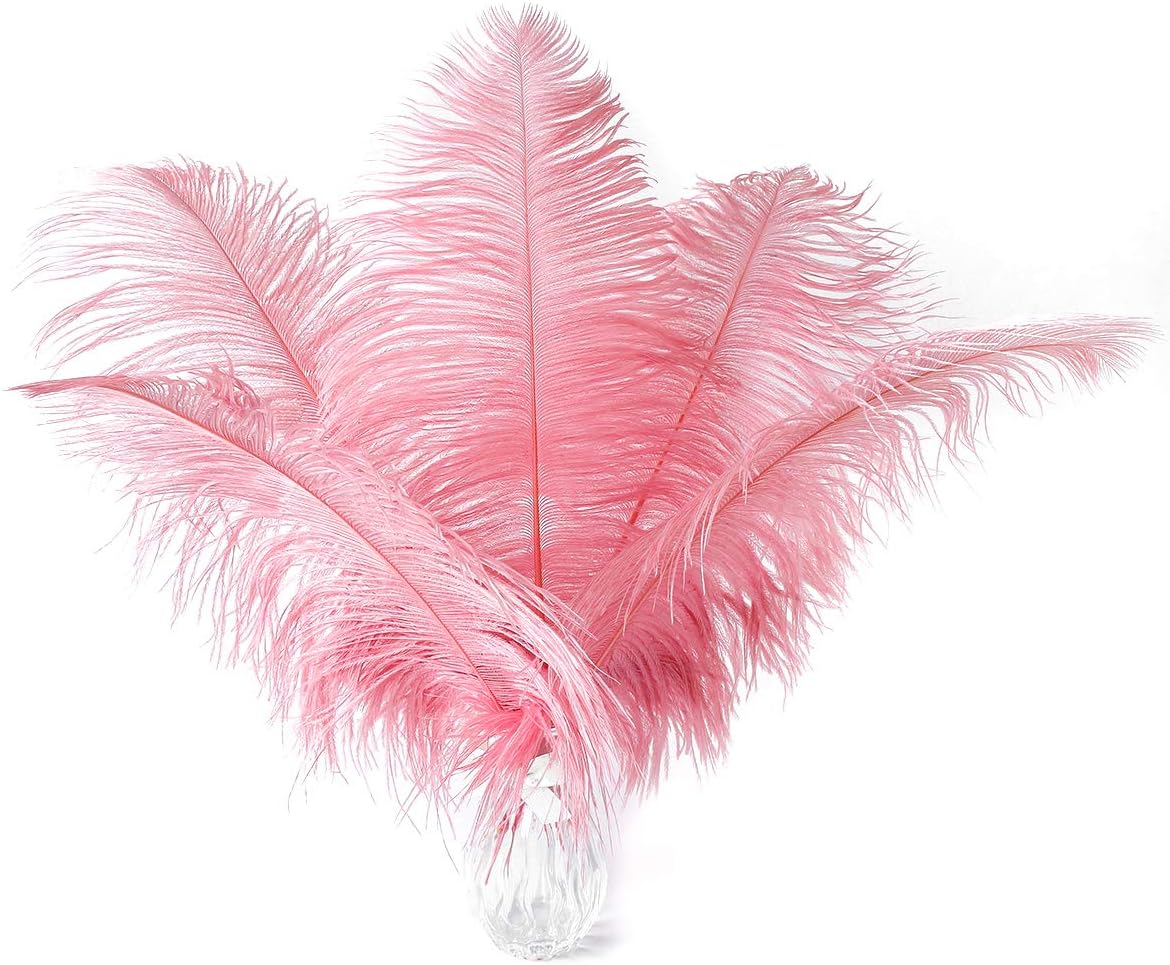 Ballinger Lotus Pink Ostrich Feathers - 24Pcs 12-14inch Large Feathers Bulk for Vase,Party Centerpieces,Wedding and Home Decor
