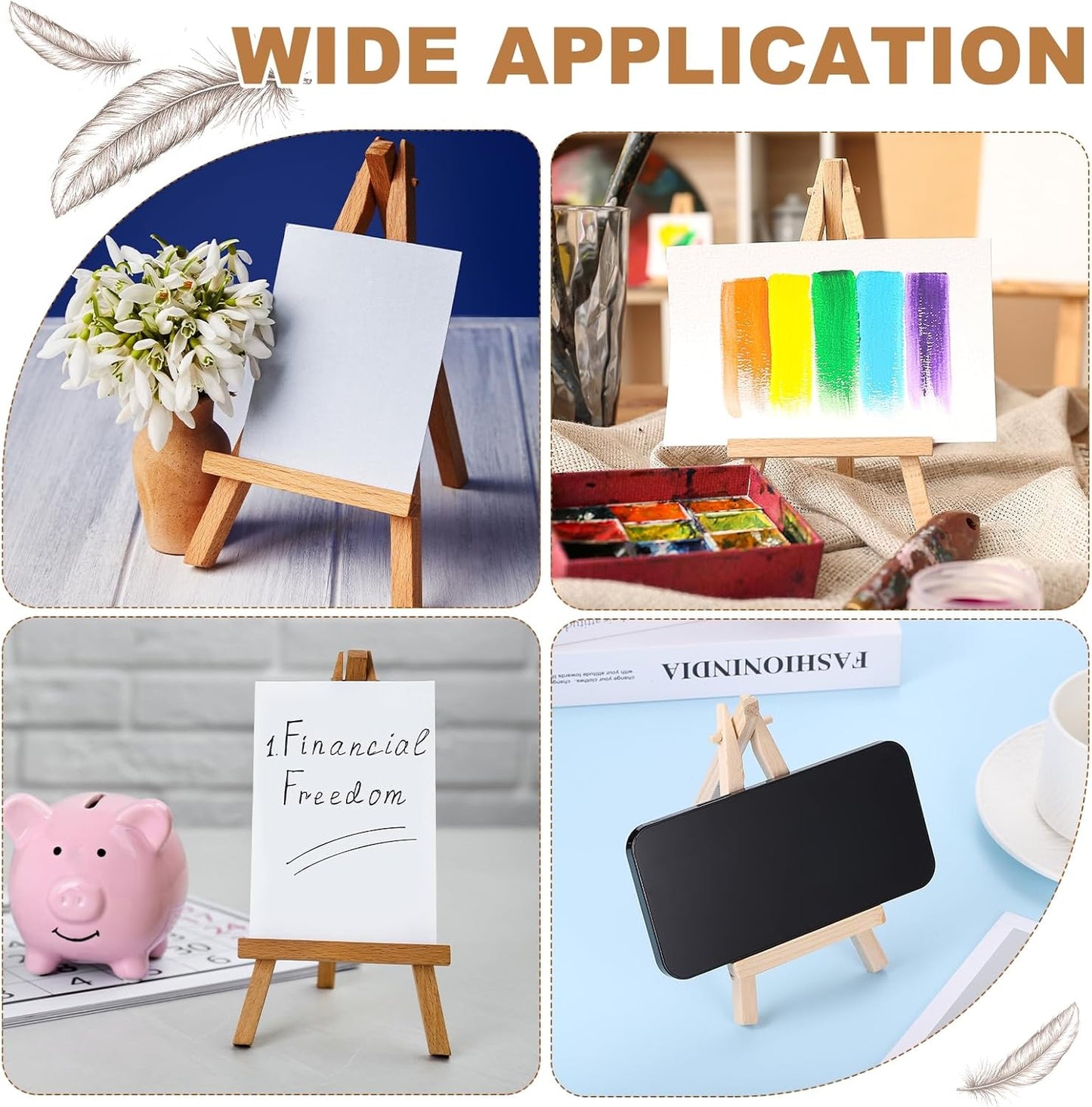 MECCANIXITY Mini Wood Display Easels, 11.8"x7.9"A-Frame Painting Tabletop Easels Holder Stand for Artists Beginners Displaying Small Canvases Art Photos Business Cards(Pack of 3, Wood Color)