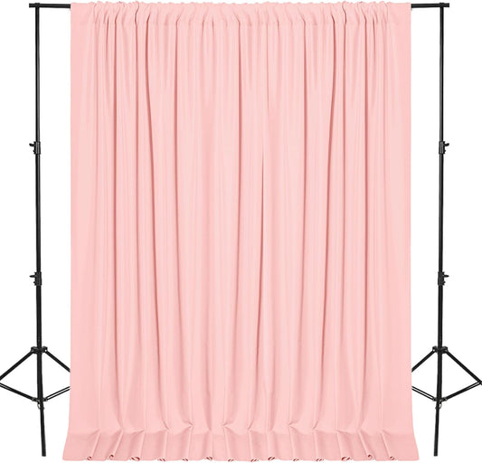 DWCN 10x10 FT Blush Pink Backdrop Curtains for Parties, Photography Backdrop Drapes with Rod Pockets for Wedding Decorations Stage Birthday Family Gatherings, 2 Panels 5ft x 10ft