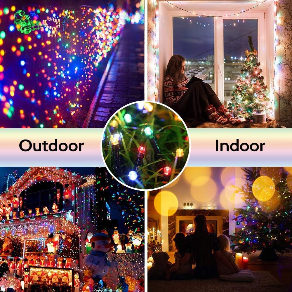 Toodour Solar Christmas Lights, 121ft 350 LED 8 Modes Outdoor Christmas String Lights, Waterproof Solar String Light for Xmas Tree, Fence, Holiday, Party, Balcony, Outdoo Xmas Decorations -Multicolor