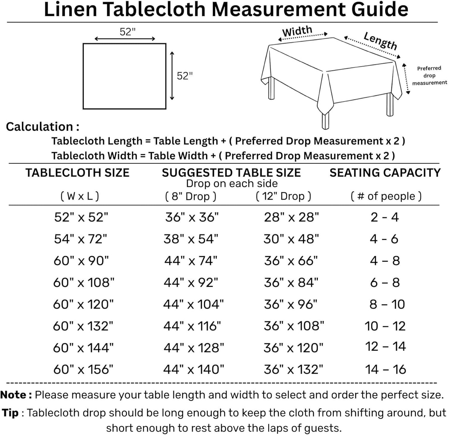 Solino Home Linen Square Tablecloth 52 x 52 Inch - 100% Pure Linen Pumpkin Table Throw - Classic Hemstitch, Machine Washable Table Cloth for Fall, Autumn, Halloween, Thanksgiving, Holiday