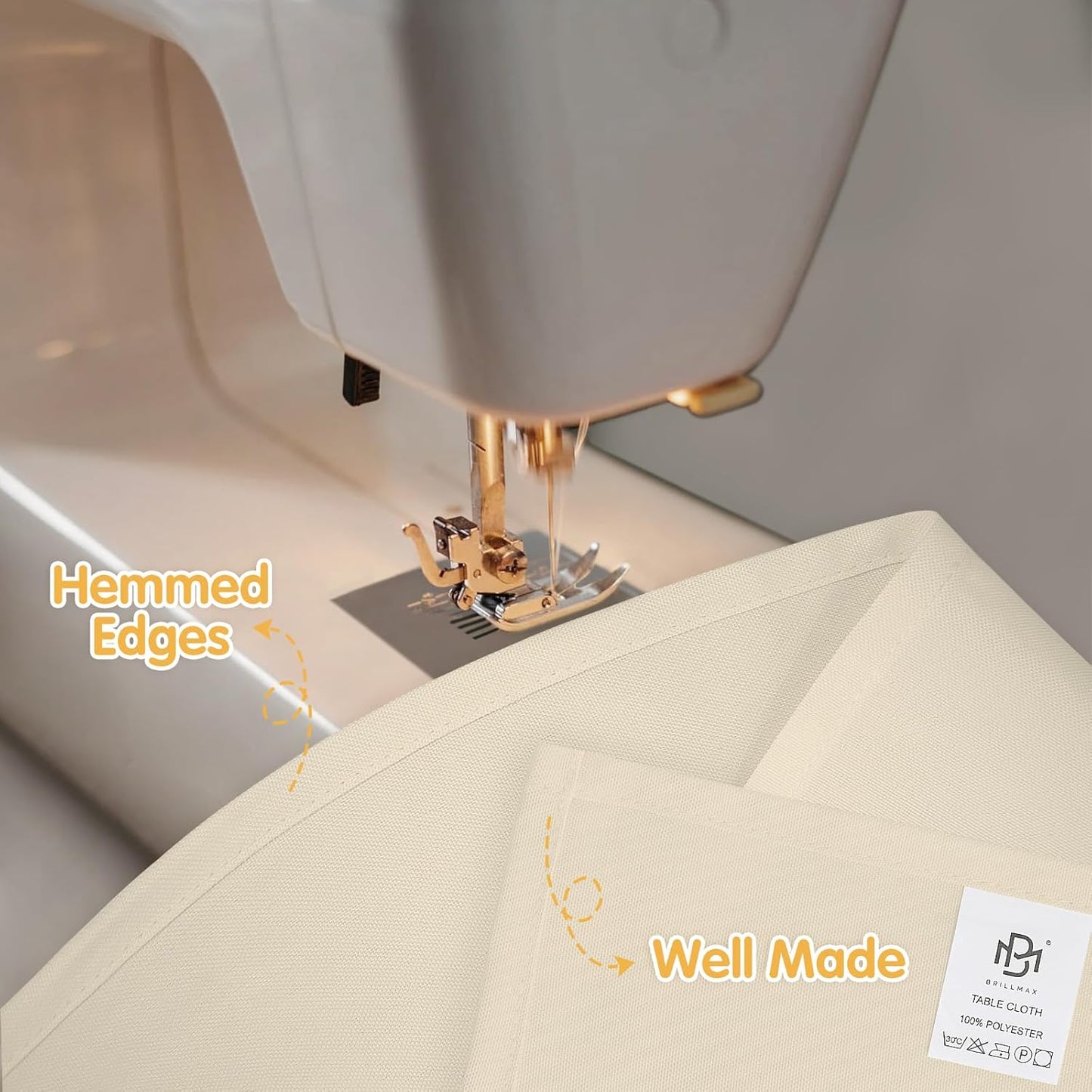 BRILLMAX 8 Pack Beige Tablecloths for 8 Foot Rectangle Tables 60 x 126 Inch - 8ft Rectangular Bulk Linen Polyester Fabric Washable Cloth Cover for Wedding Reception Banquet Birthday Party