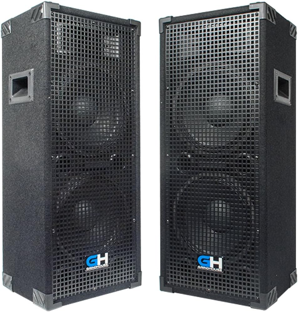 Grindhouse Speakers - GH210L-Pair - Pair of Passive Dual 10 Inch 2-Way PA/DJ Loudspeaker Cabinets - 1050 Watt each Full Range PA/DJ Band Live Sound Speaker