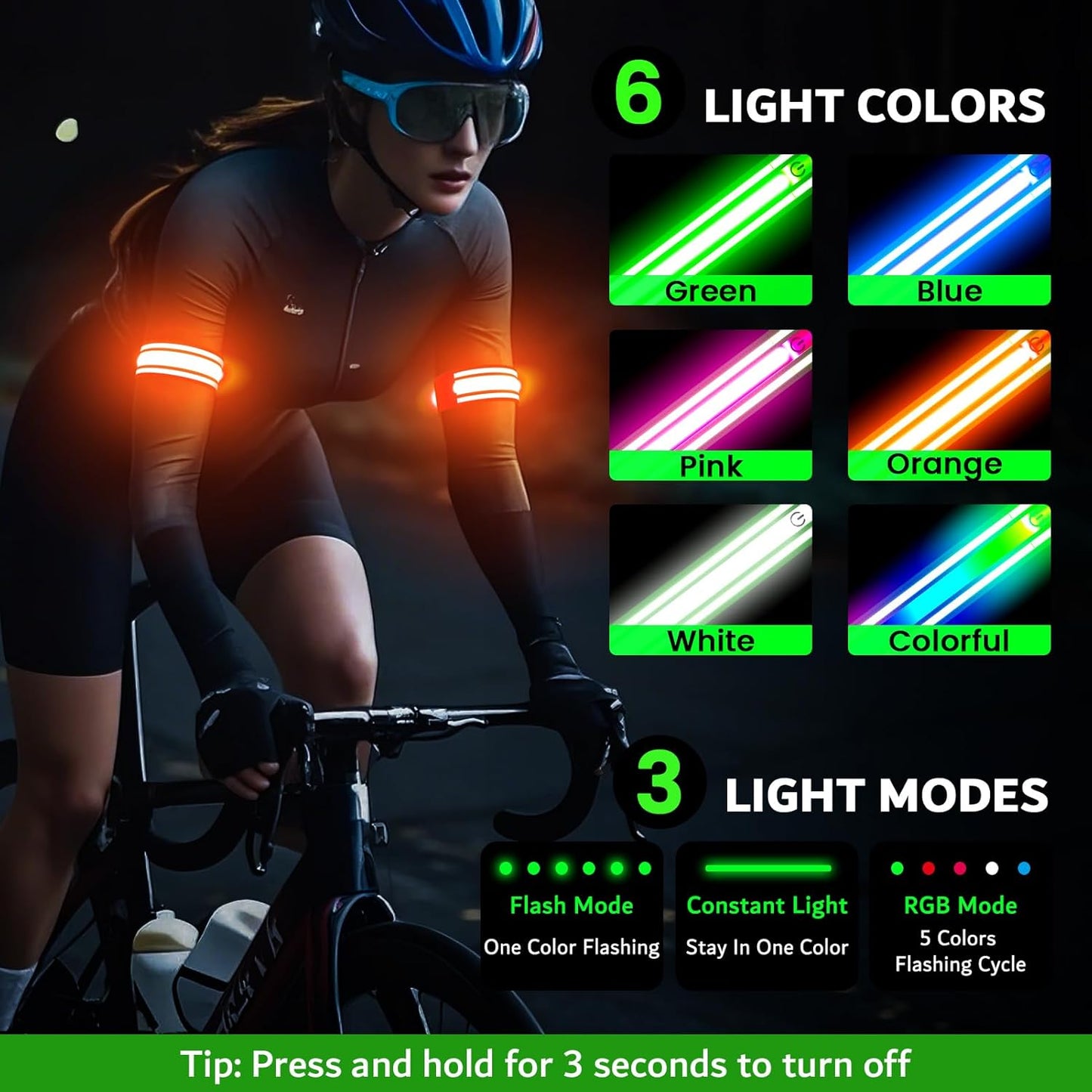LED Armband for Running(2 Pack),Light Up Arm Bands for Night Walking Running,Rechargeable Lights for Runners,High Visibility Reflective Running Gear Adjustable Light Up Wristbands