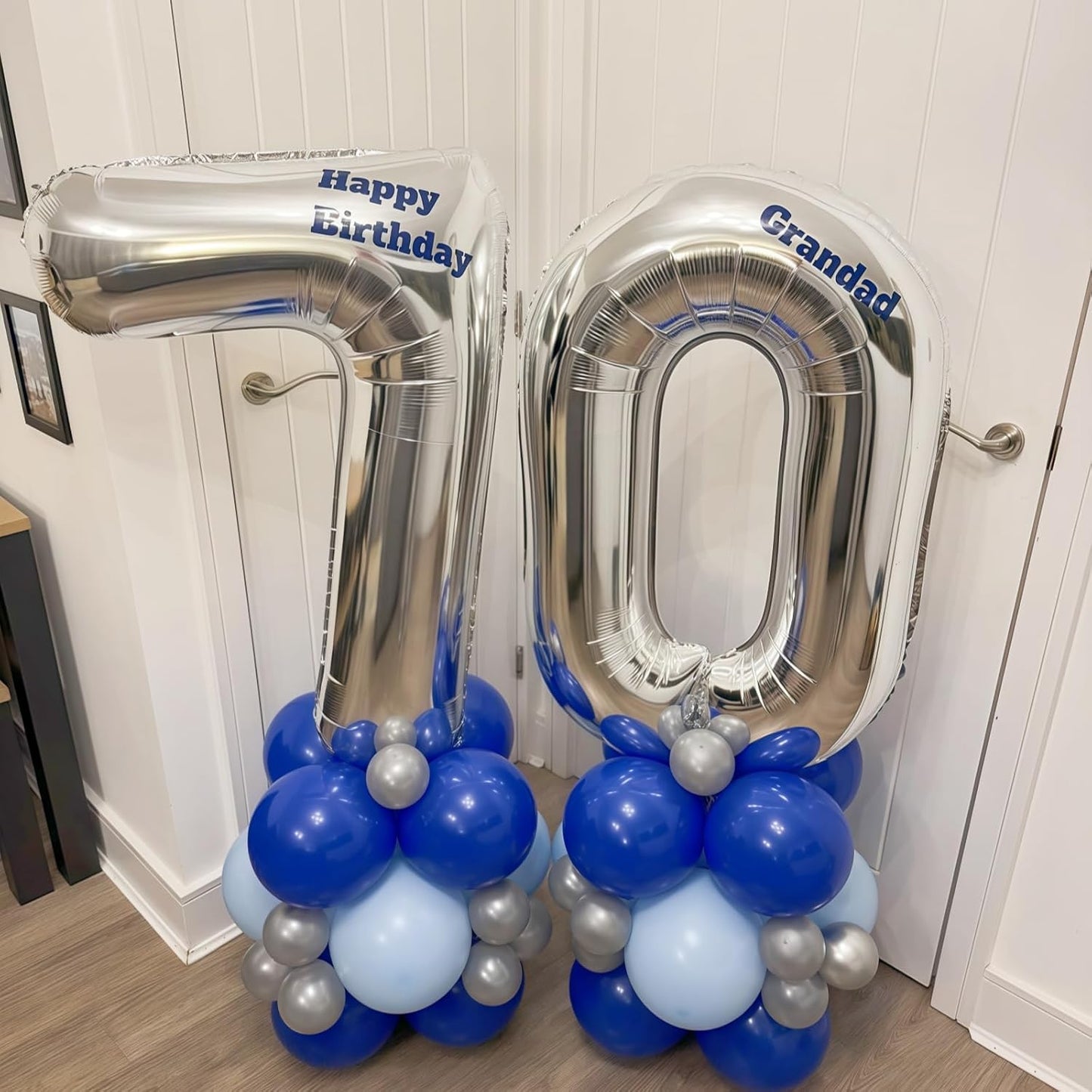 Silver 70th Birthday Balloons for Men, 40 Inch Mylar Self Inflating 70 Balloon Numbers, Large Foil 7 and 0 Helium Number Balloons for Women 70th Birthday Party Decorations Anniversary Decor Supplies
