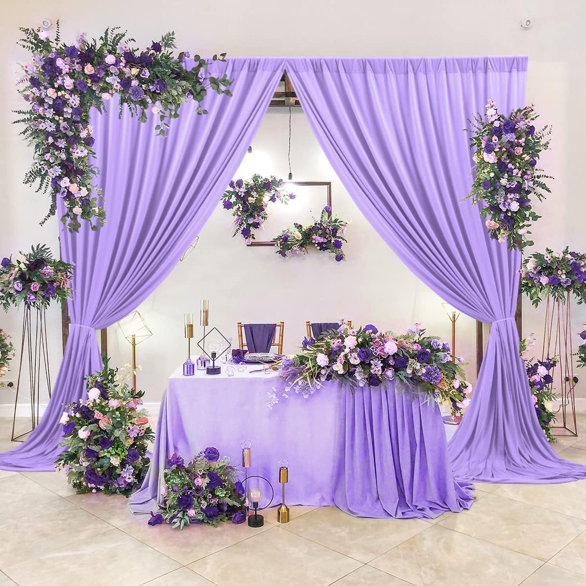 AK TRADING CO. 10 feet x 8 feet IFR Polyester Backdrop Drapes Curtains Panels with Rod Pockets - Wedding Ceremony Party Home Window Decorations - Lavender