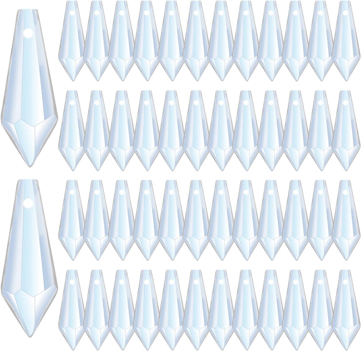 H&D 50pcs 38mm Crystal Icicle Pendant Chandelier Prisms Drops Lamp Candle Holders Curtain DIY Parts(Clear)