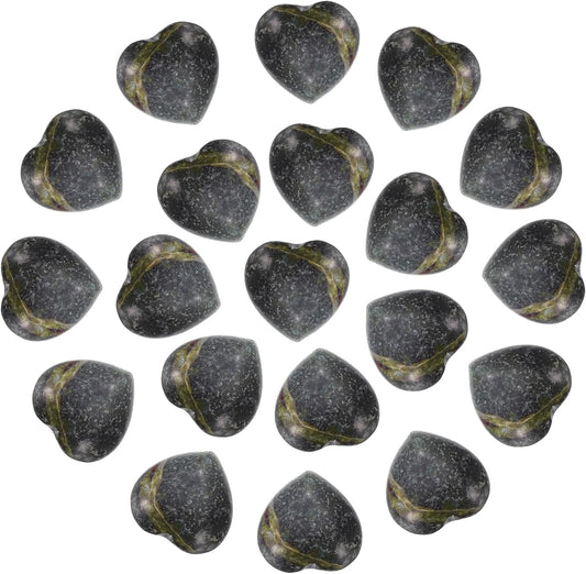 PATIKIL 20 Pcs Natural Heart Shaped Crystal Stone, 0.6 Inch Mini Polished Love Gemstone Crystal, Pocket Rock Engraved Worry Stones for Women Gifts Meditation, Red Brown