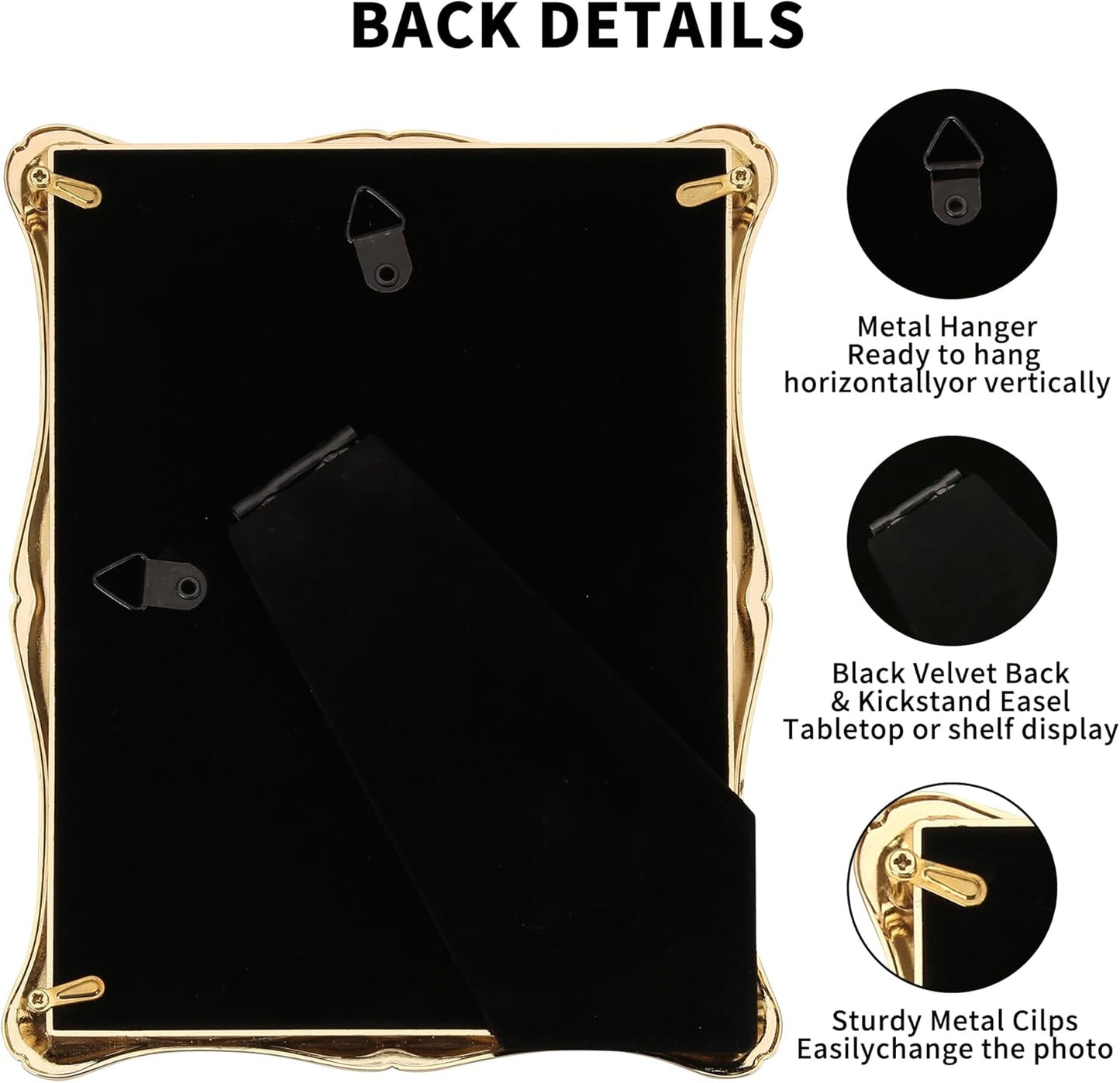5 x 7'' Premium Alloy Gold Photo Frame - Luxury Display Hi End Décor Picture Frames 7 x 5'' with Velvet Backing,Hi End Décor Metal Frames