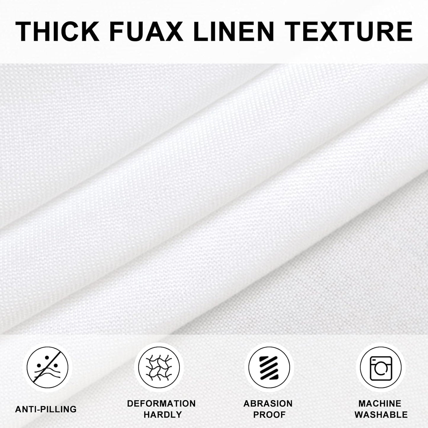 Hiasan Round Linen Table Cover 40 Inch - Wrinkle and Stain Resistant Washable Polyester Fabric Table Cloth for Dining Room Kitchen Party, White