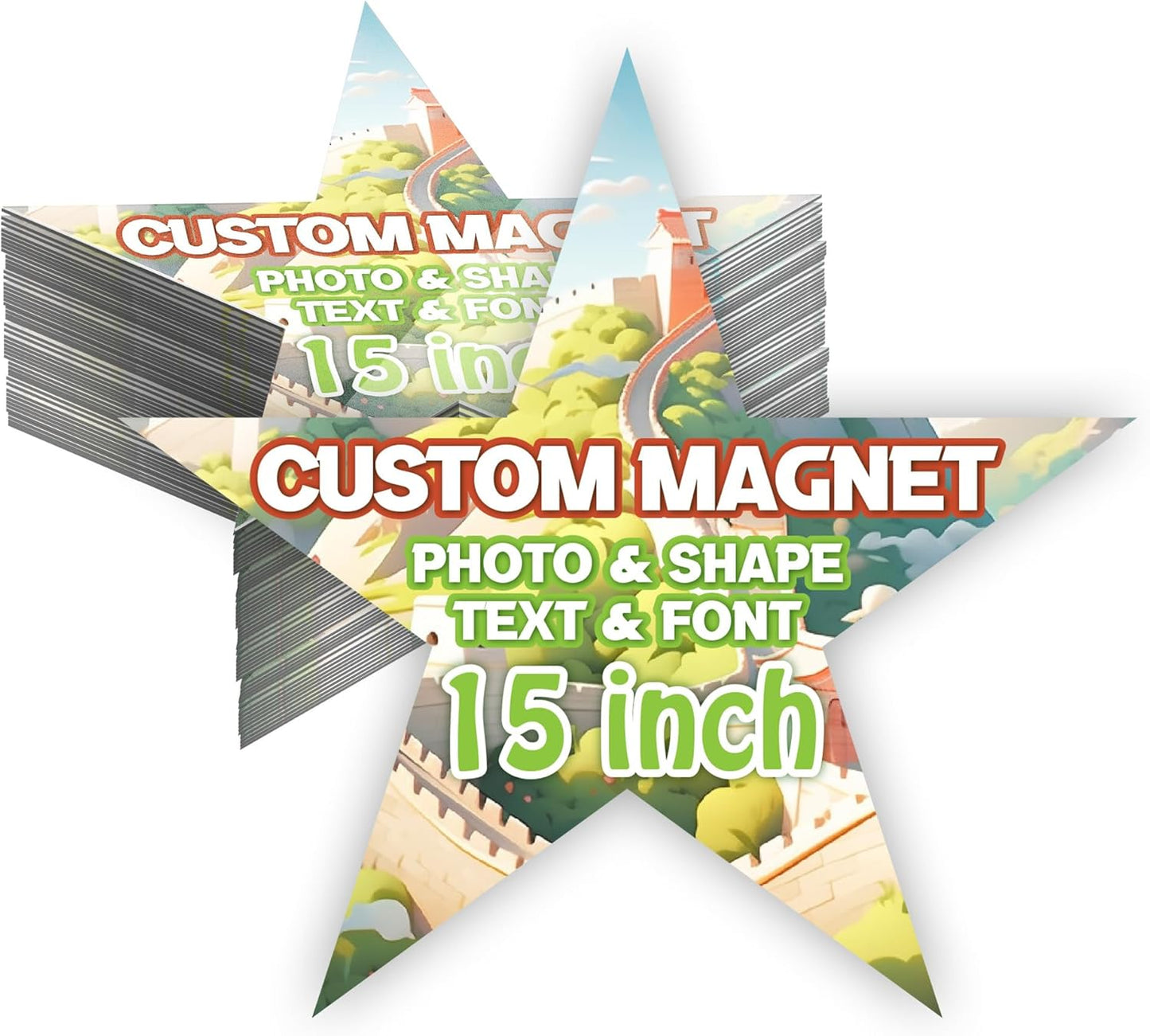 KETABAO – 15" Star Custom Refrigerator and Car Photo Magnets - Personalize with Photos of Your Home, Office and Vehicle
