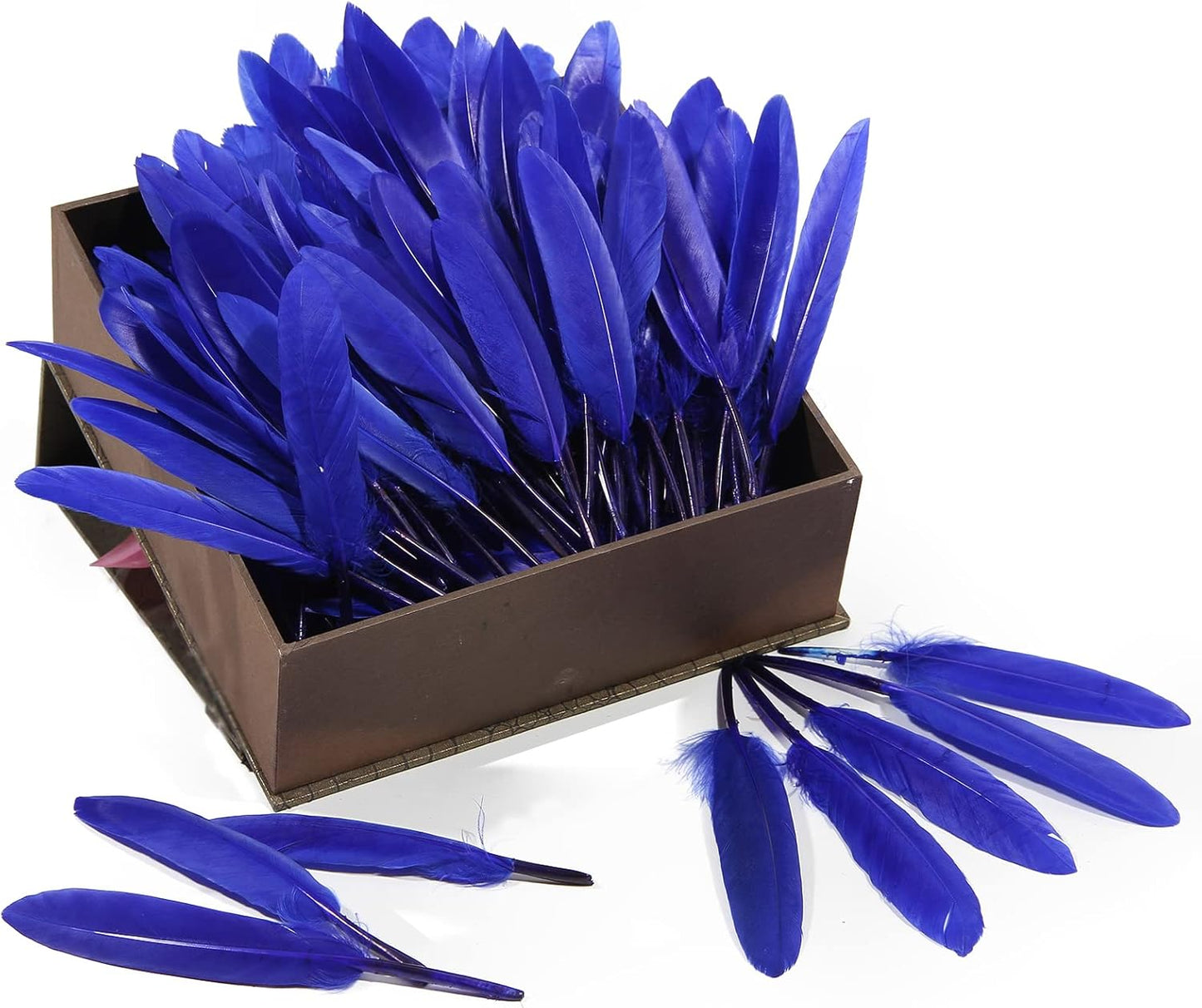 FeelfunFeather 120pcs Blue Goose Cochettes Feather Natural Bulk 4-6 inch 10-15cm for Wedding Party Christmas Decorations DIY Crafts Goose Cochettes Feather
