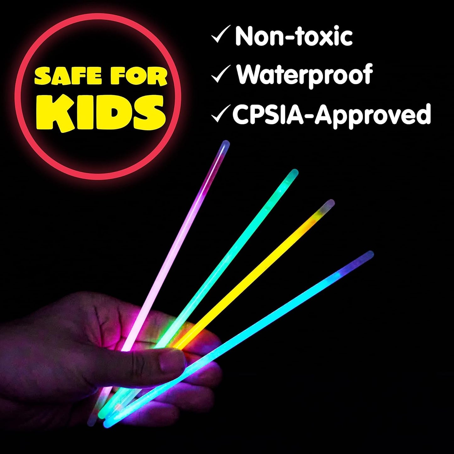 JOYIN 300 Pcs 8" Glowsticks, Halloween Supplies Pack, Bracelets Necklaces, Glow in the Dark Party Favors, Easter, Christmas, Football Party Supplies