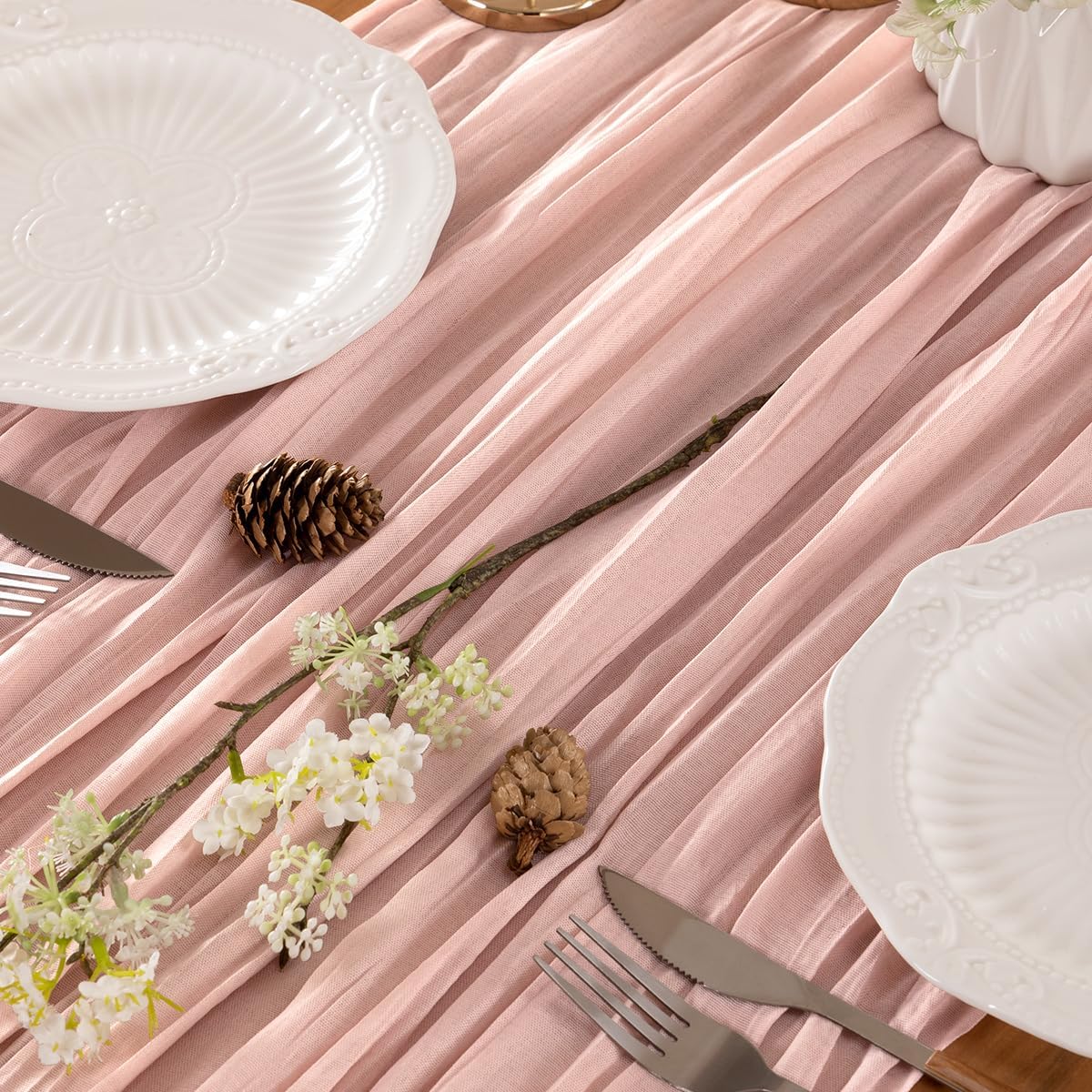 Dusty Pink Table Runner Cheesecloth Table Runner 10 Pack 10FT Farmhouse Table Runners 120 Inches Fall Table Decor Dining Room Centerpiece Wedding Boho Baby Shower Birthday
