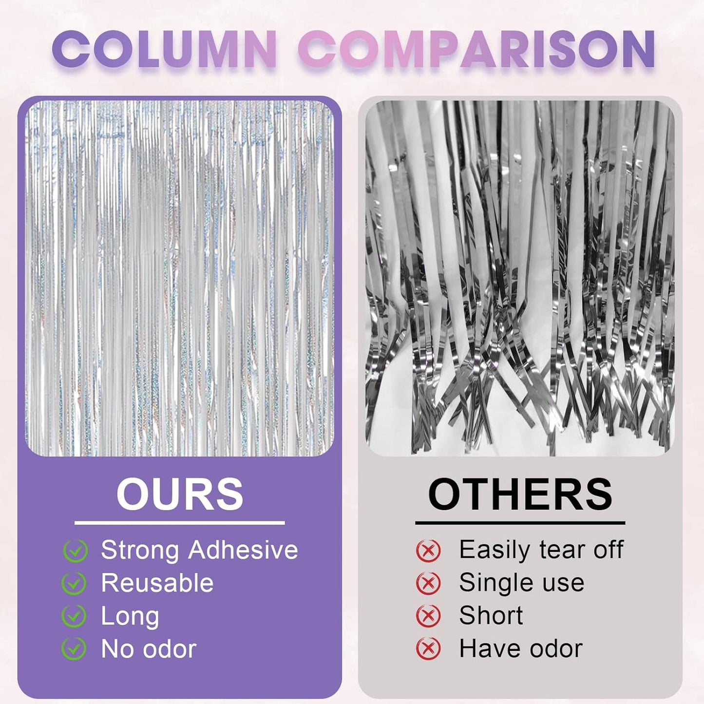 3 Pack 3.3x8.2 Feet Laser Silver Foil Fringe Backdrop Curtains, Tinsel Streamers Birthday Party Decorations, Fringe Backdrop for Graduation, Baby Shower, Gender Reveal, Disco Party