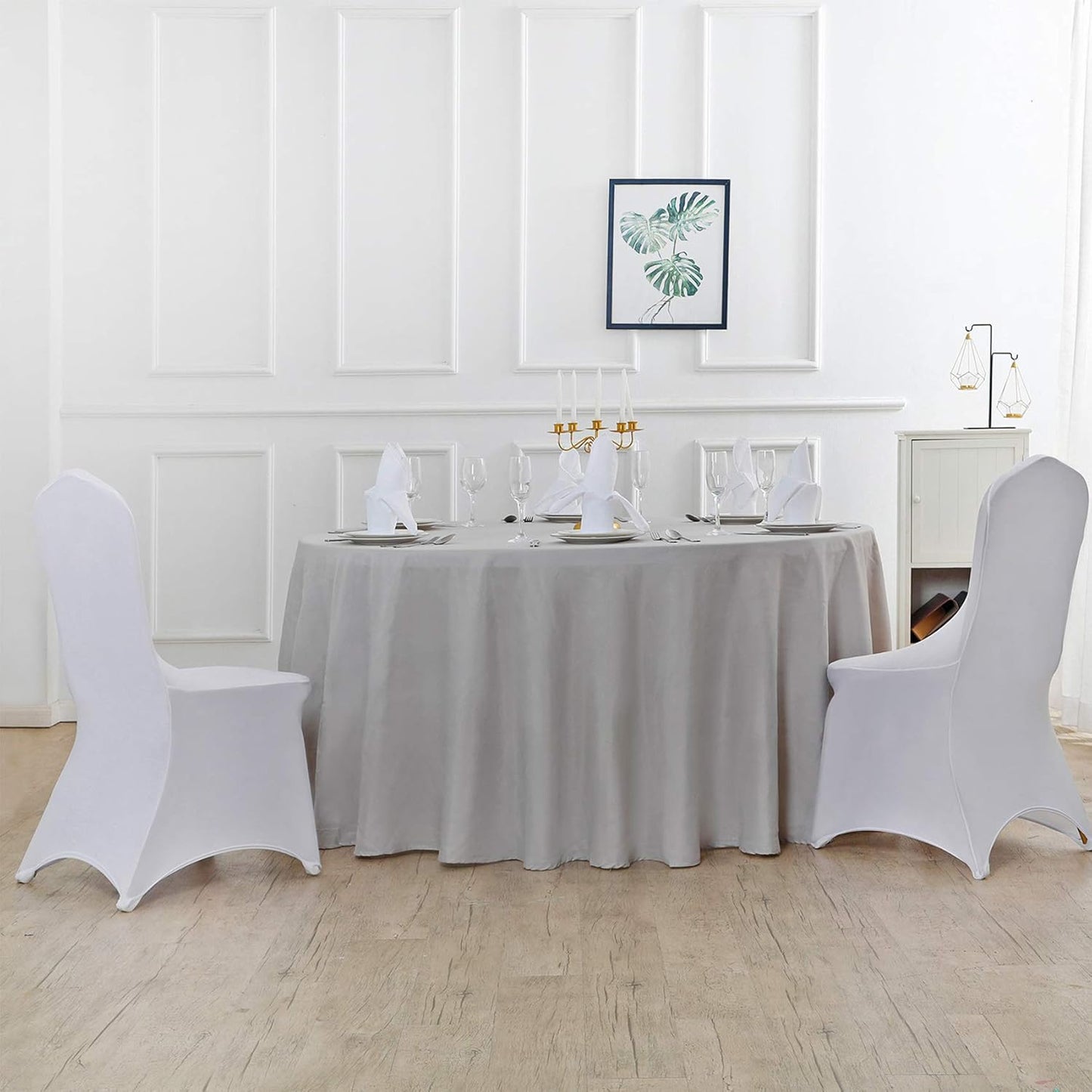 90 inch Round Tablecloth Washable Polyester Table Cloth Decorative Table Cover for Wedding Party Dining Banquet（90 inch,Silver）
