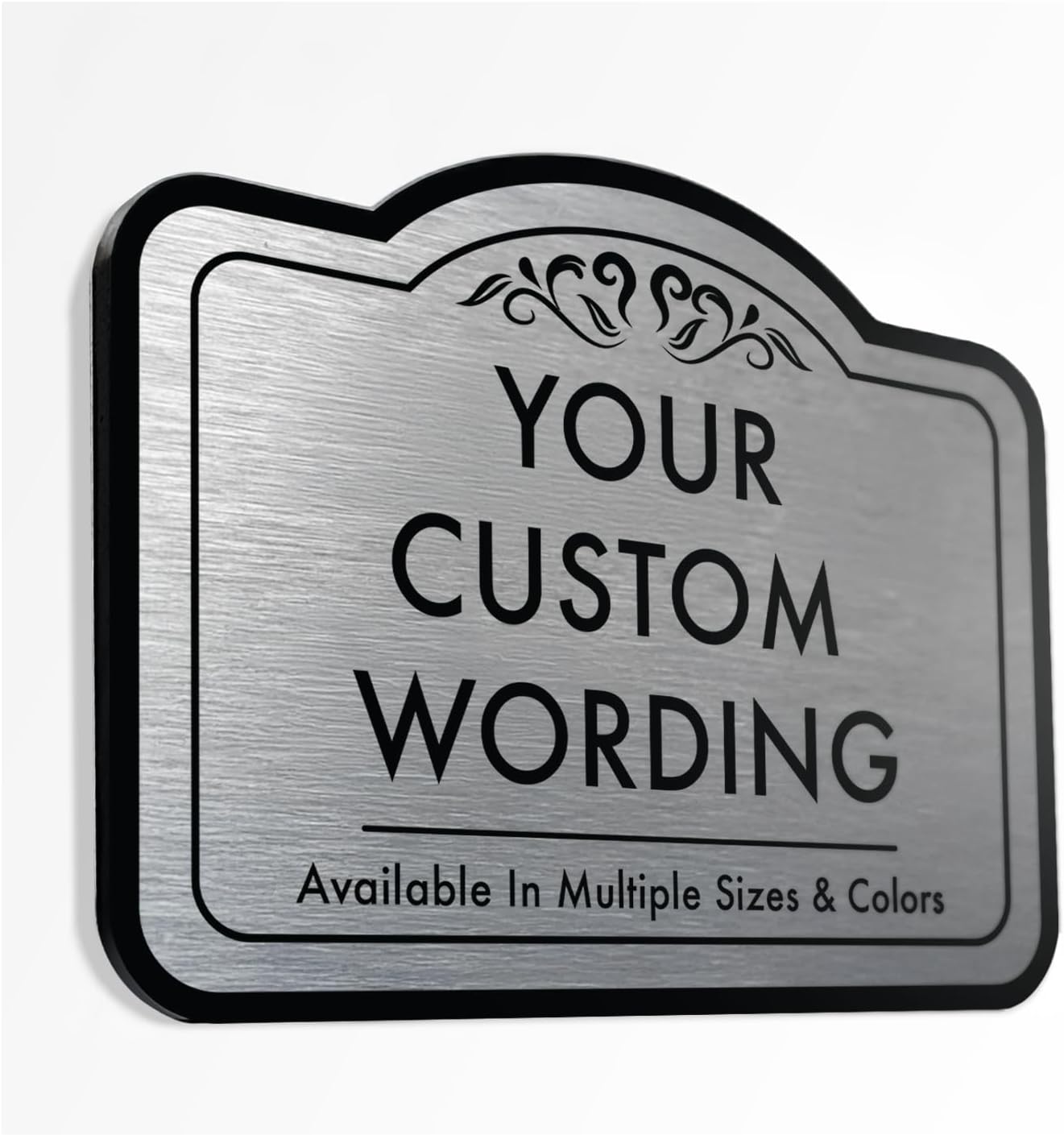 Custom Decorative Outdoor Metal Sign - Personalized Aluminum Driveway Sign, Waterproof, Made In USA - Design 1 Metallic Silver 36x24 In
