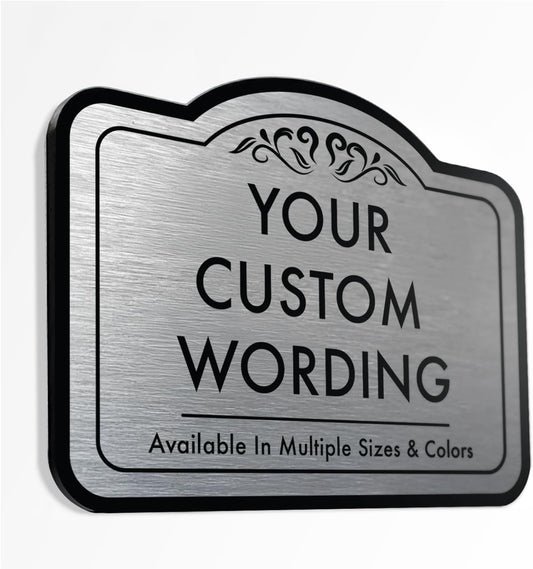 Custom Decorative Outdoor Metal Sign - Personalized Aluminum Driveway Sign, Waterproof, Made In USA - Design 1 Metallic Silver 36x24 In