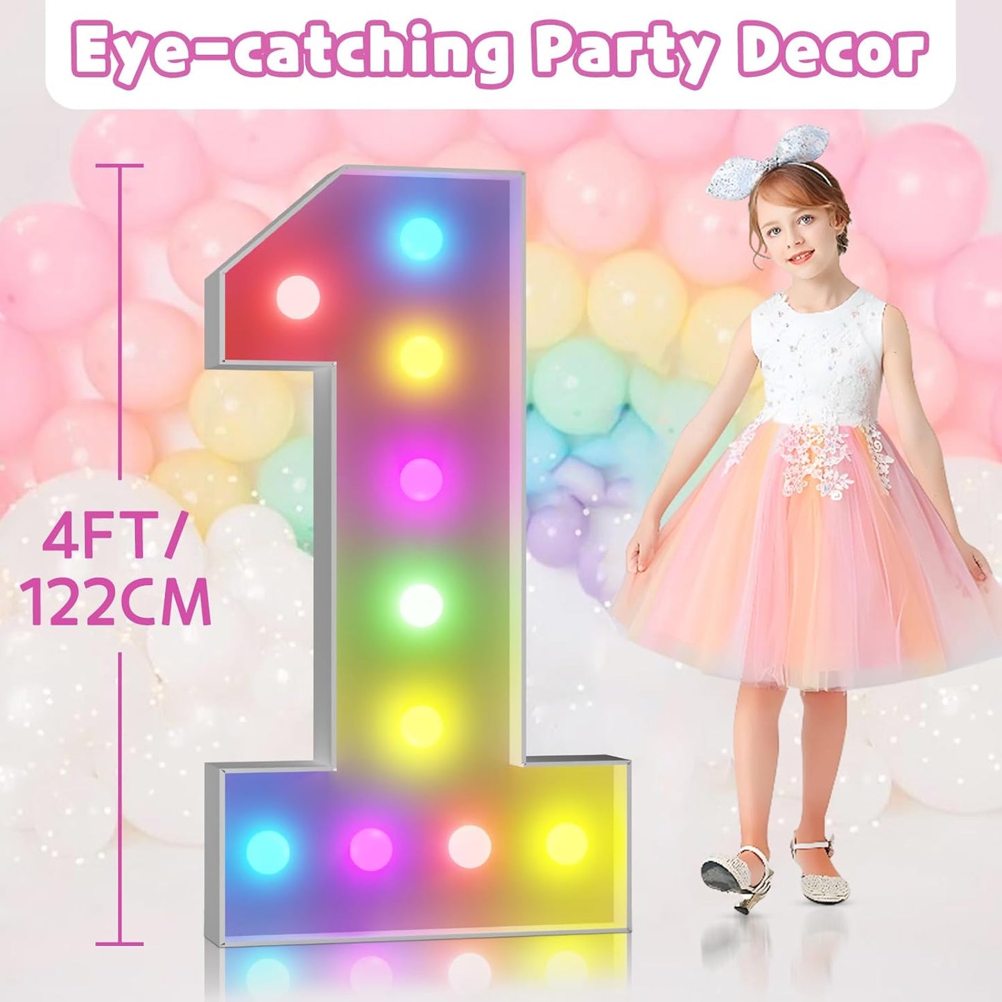 Marquee Numbers 27th-Birthday Decoration: Colorful 4FT Large Light Up 27 Year Old Birthday Decorations Anniversary Backdrop for Boys Girls Cardboard Sign 18 Colors Number 27 Mosaic Balloon Frame