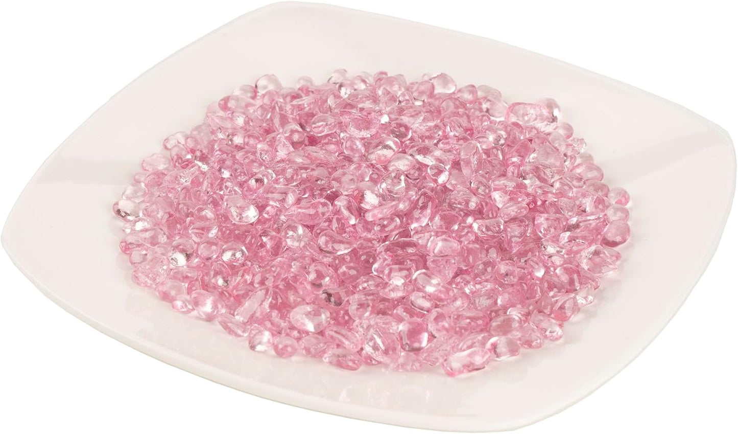 WAYBER Glass Stones, 1Lb/460g Irregular Sea Glass Dercorative Rocks Non-Toxic Artificial Crystal Pebbles for Aquarium Decoration/Vase Filler/Table Scatter/Handcraft/Jewelry Making/Gems Display, Pink