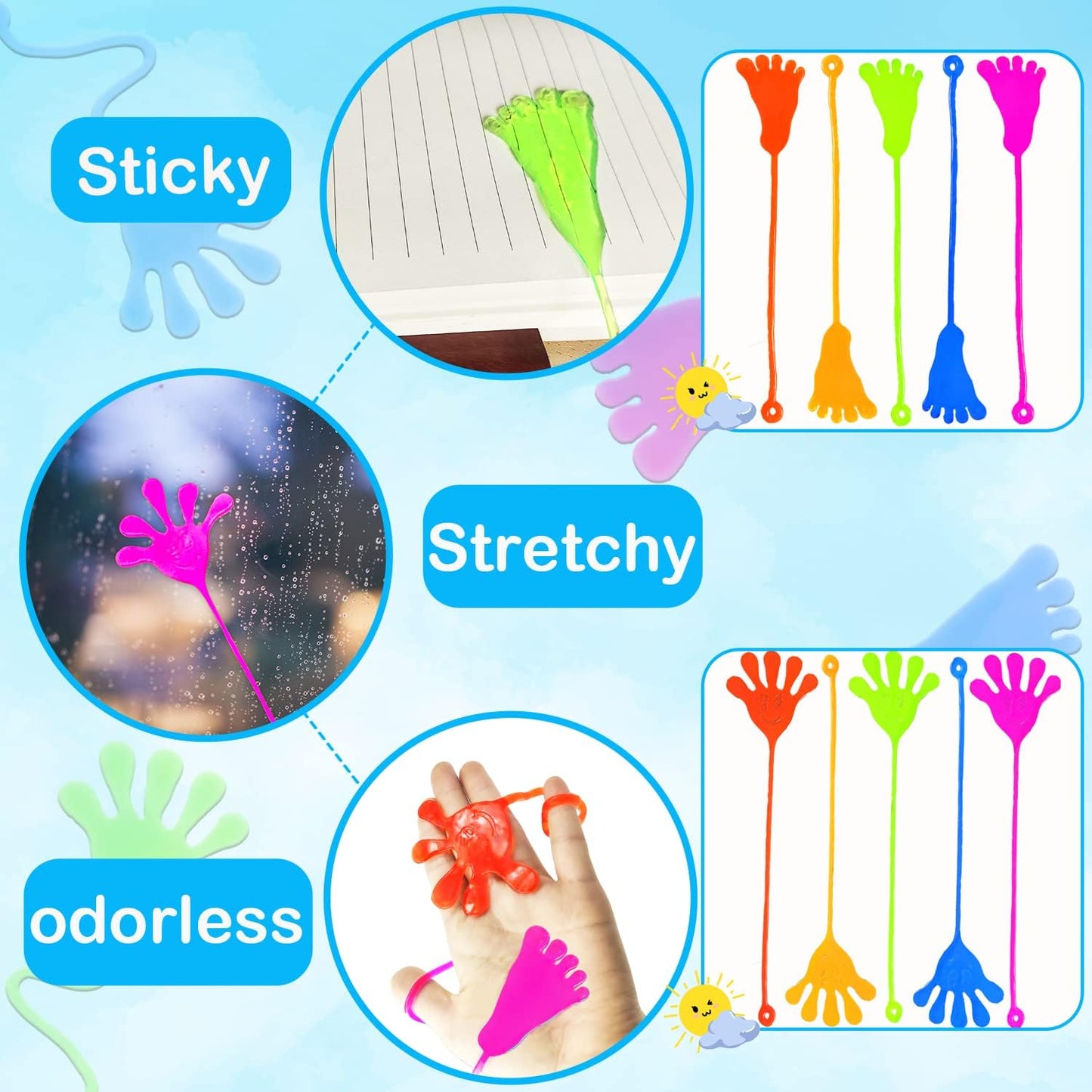 Bulk Party Favors Goody Bag Stuffers for Kids (200 PCS), Halloween Large Sticky Hands & Feet Pinata for Toddlers, Preschool Toys Gifts Non Candy Treats Prizes Supplies Giveaways Handout for Boys Girls