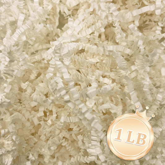 Zankubom 1 LB Beige Crinkle Cut Paper Shred Filler Great for Gift Wrapping, Beige Basket Fillers, Birthday, Gift Wrapping, Anniversary, Halloween Thanksgiving Christmas Party Decor Filling Supplies