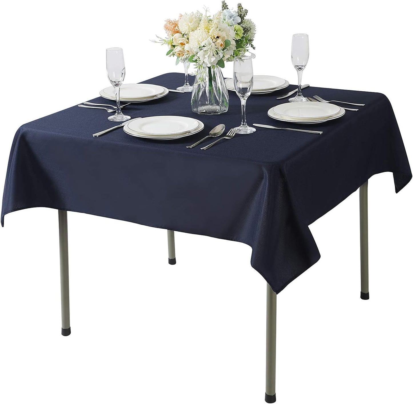 Cupuamon Square Tablecloth 70x70 inch Washable Polyester Fabric Table Cloth for Wedding Party Dining Banquet Decoration（70x70,Navy）