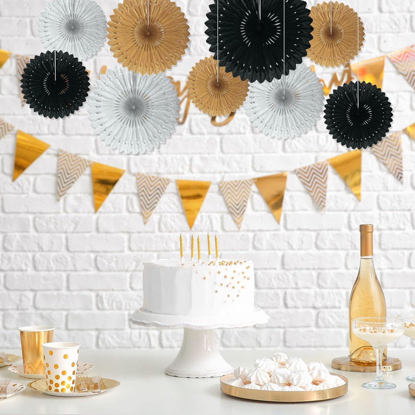 18 Pcs Black Gary Khaki Hanging Honeycomb Paper Fans, Round Paper Fan Decorations for Weddings, Birthdays, Bachelorette, Photo Booth Backdrops, Baby Shower, Anniversary Events Party Supplies