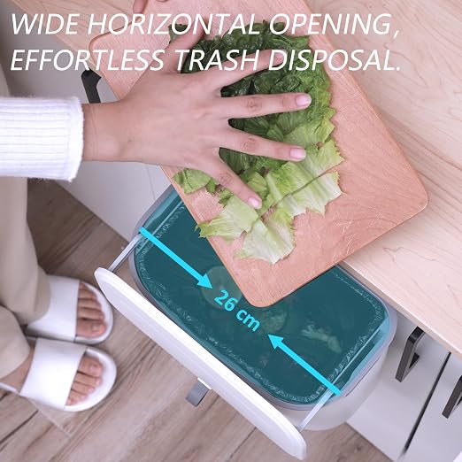 ELPHECO Compost Bin, 2.5 Gallon Hanging Trash Can with Lid, Kitchen Cabinet Door Under Sink Plastic Garbage Can Wall Mounted Slide Open, White - Image 8