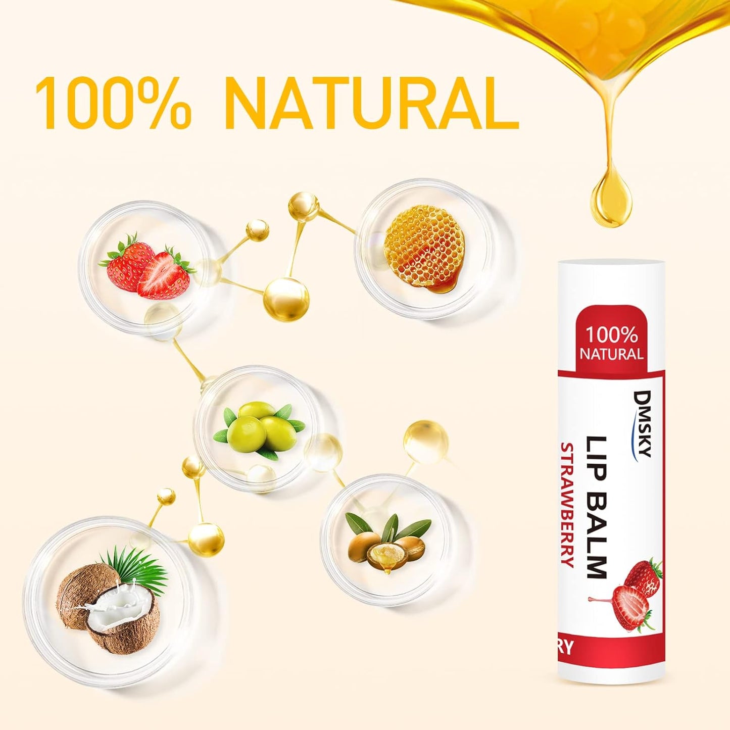 DMSKY Natural Lip Balm Bulk 36 Pack, Moisturizing Lip Balm with Vitamin E and Coconut Oil, Lip Care Product for Chapped Lips-12 Flavors