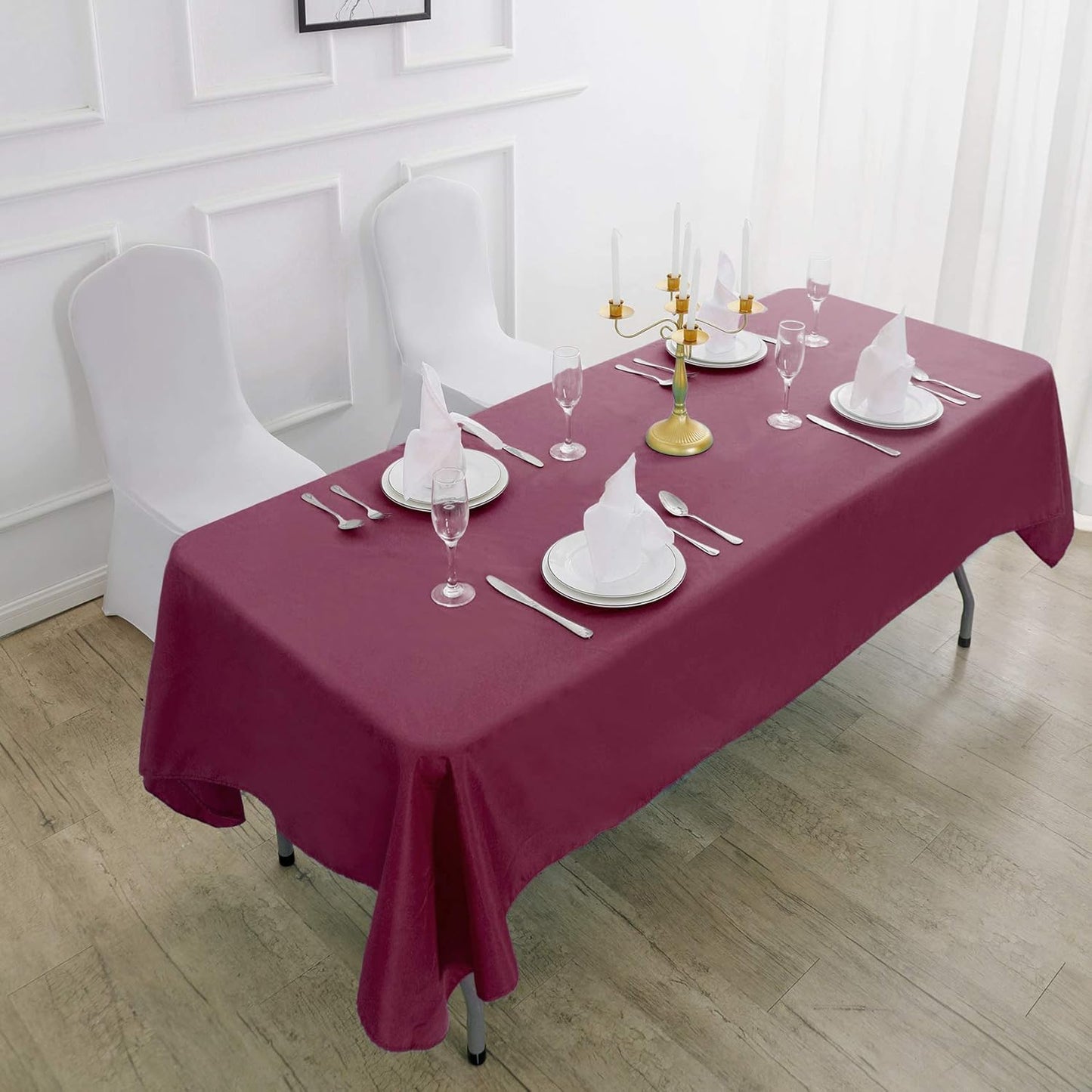 Rectangle Tablecloth 60x120 inch Washable Polyester Fabric Table Cloth for Wedding Party Dining Banquet Decoration（60x120, Burgundy）
