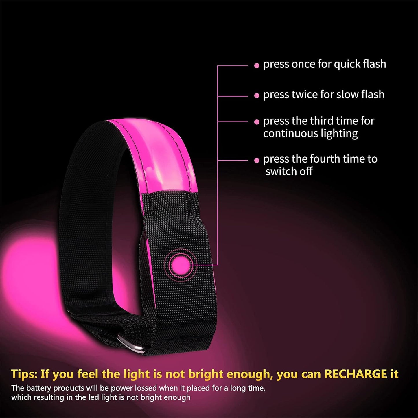 Rechargeable LED Armband for Running(2 Pack), Light Up LED Armband, High Visibility Reflective Running Gear for Night Safety, Running Lights for Running Walking Cycling