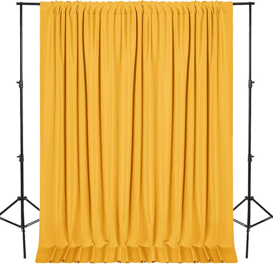 DWCN 10x10 FT Backdrop Curtains for Parties, Photography Backdrop Drapes with Rod Pockets for Wedding Decorations Stage Birthday Family Gatherings, 2 Panels 5ft x 10ft, Orange Yellow
