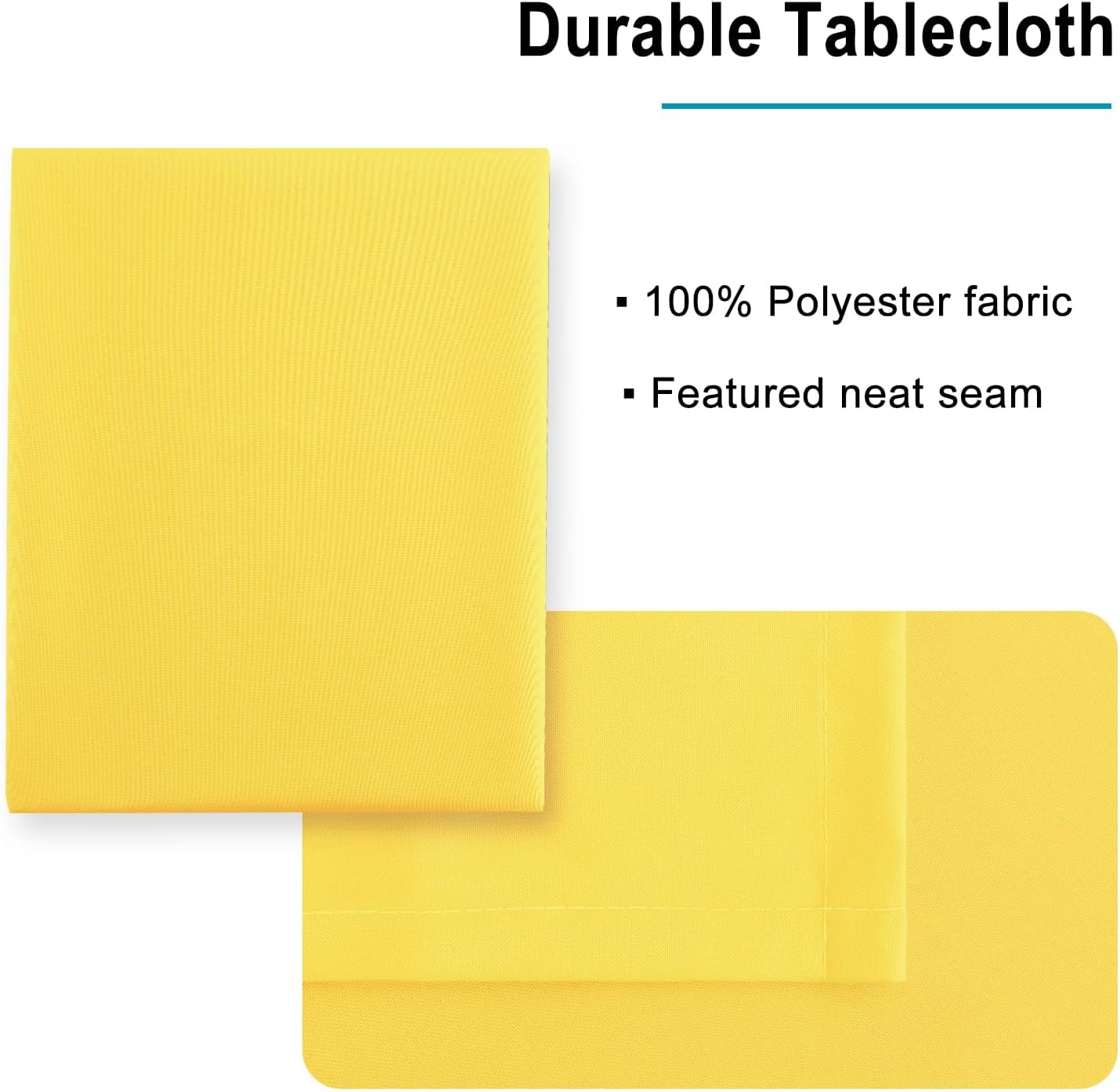 Hiasan Waterproof Tablecloth Rectangle - Washable Fabric Table Cloth for Dining Room Kitchen Birthday Party and Outdoor Use, Yellow, 70 x 120 Inch
