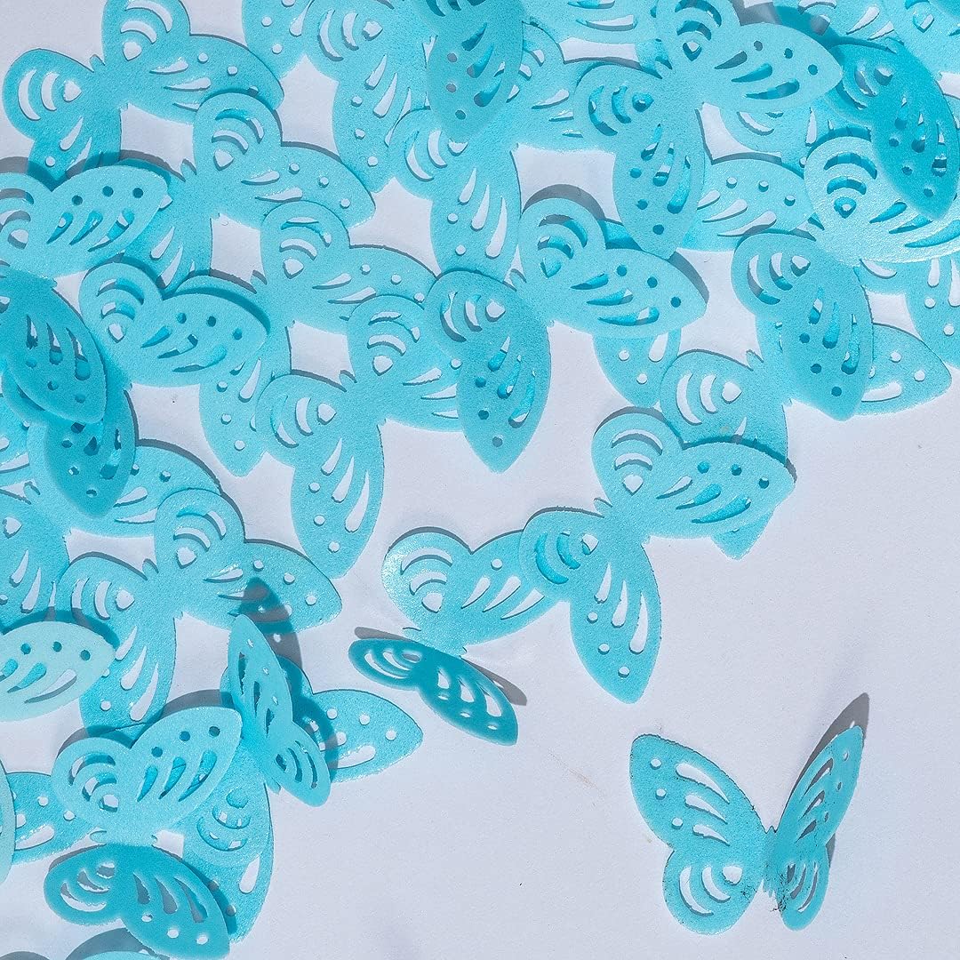 Edible Flowers Edible leaves &Edible butterflies Wafer Paper Cake Cupcake Toppers for Decorating Rice Paper Flower Food Decorations for Baking Girl Birthday Party Mix Size Color (Blue butteflies 60)